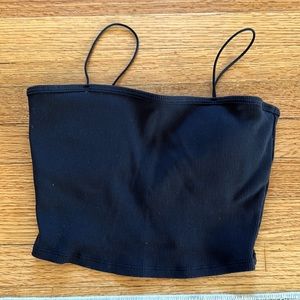 Alo Goddess Ribbed Bandeau Top, Black, Size M